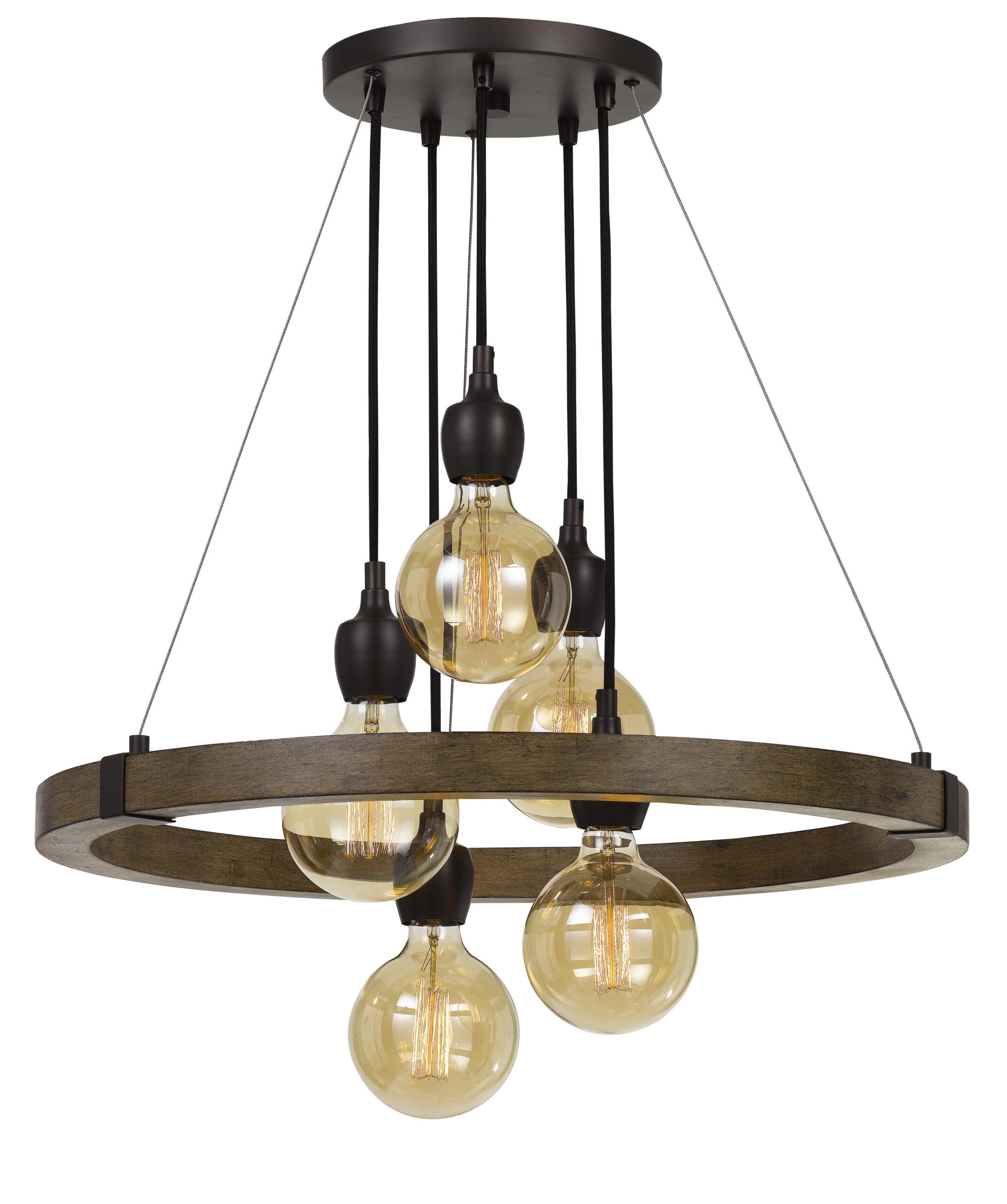 Martos - 30.75" Height Metal and Wood Chandelier - Wooden