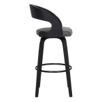 Shelly - 30" Bar Height Swivel Bar Stool - Gray / Black - Image 3