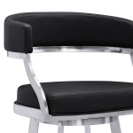 Saturn - 30" Bar Height Swivel Bar Stool - Brushed Silver / Black - Image 4