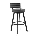 Roman - 26" Swivel Bar Stool - Gray / Black - Image 3