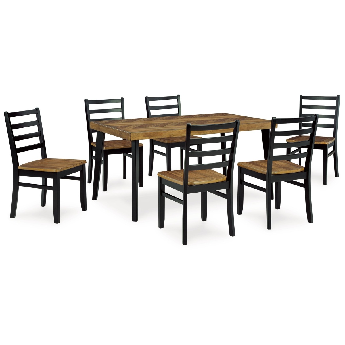 fbb8675dc3af6bbdc341577a7eb6b813 Blondon - Rectangular Drm Table Set (Set of 7) - Brown / Black - Image 1