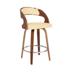 Shelly - 26" Counter Height Swivel Bar Stool - Cream / Walnut