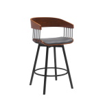 Athena - 27" Swivel Walnut Counter Stool - Gray / Black
