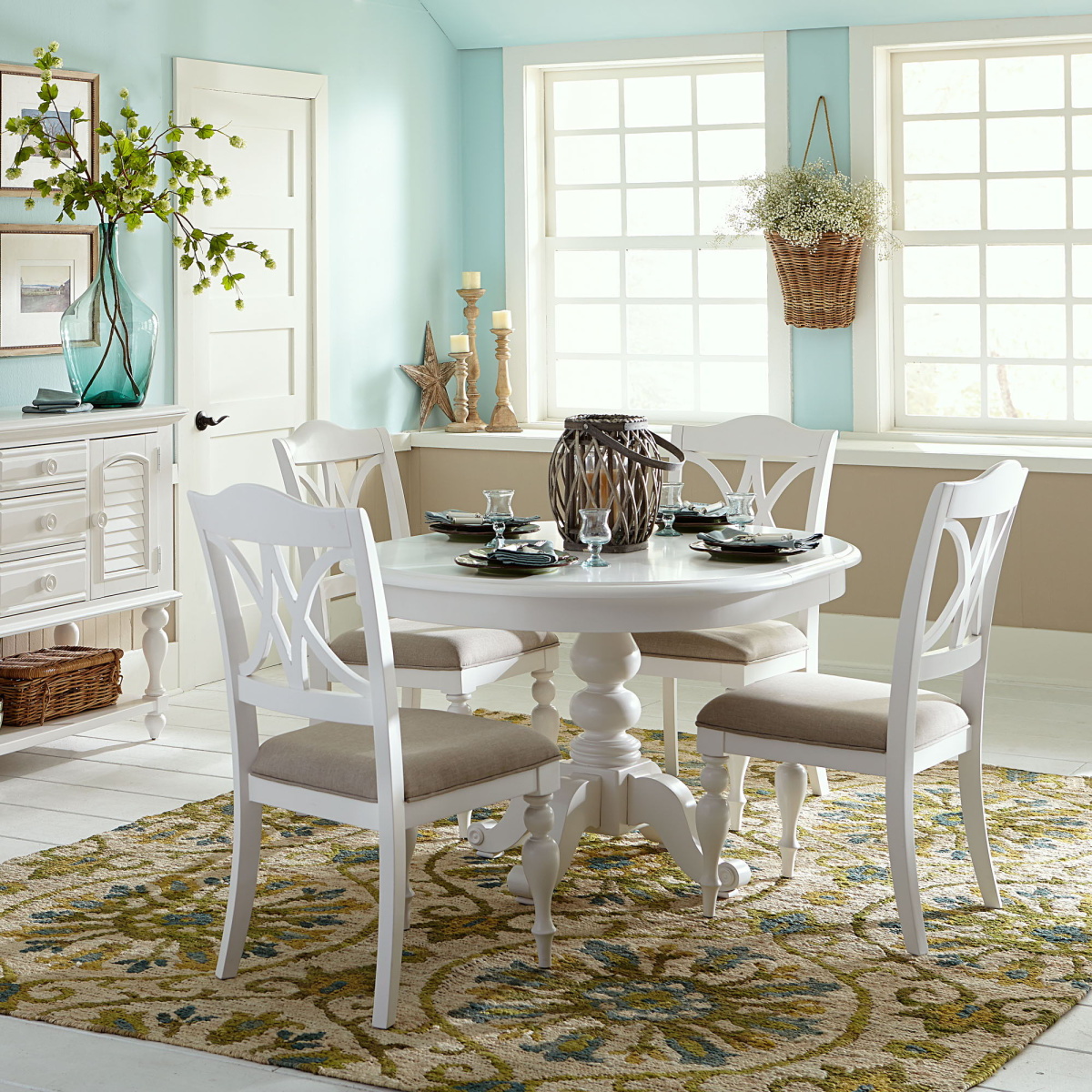 0638ad308c82cb27ac7fbce840189bc7 Summer House - 5 Piece Pedestal Table Set - Oyster White - Image 1
