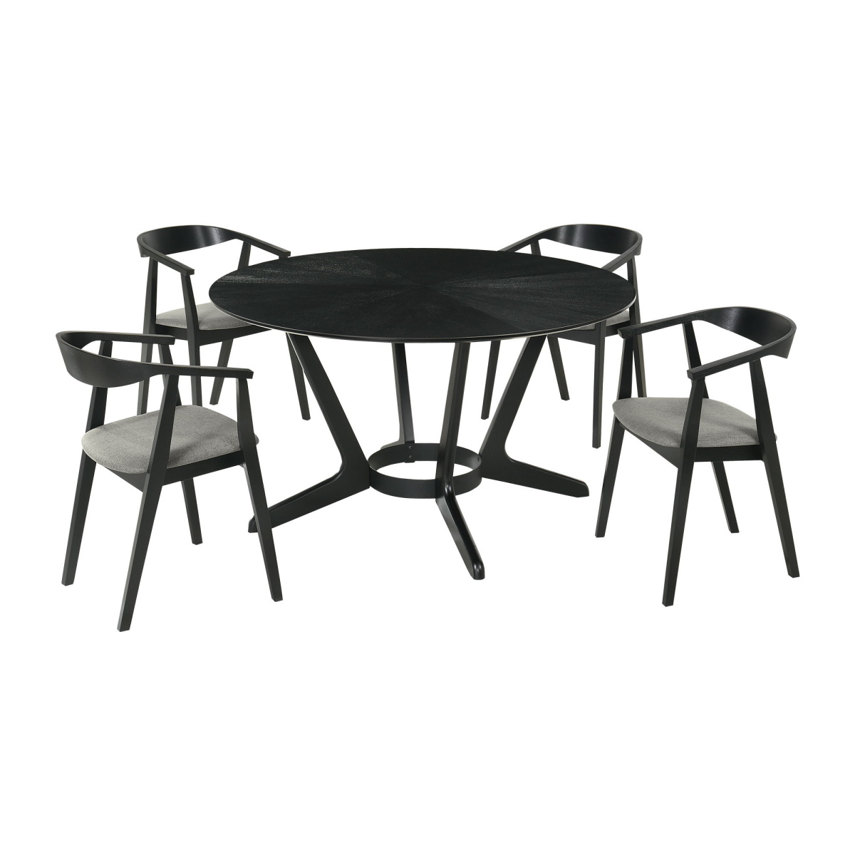 0641dc43bf9fdacce12f7b5aa910b671 Santana - 5 Piece Round Dining Table Set - Charcoal / Black - Image 1