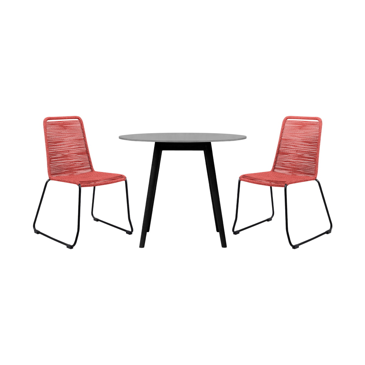 0b3537e57f19ca37c32da7eb584061f9 Kylie And Shasta - 3 Piece Outdoor Patio Dining Set - Black Eucalyptus / Brick Red - Image 1