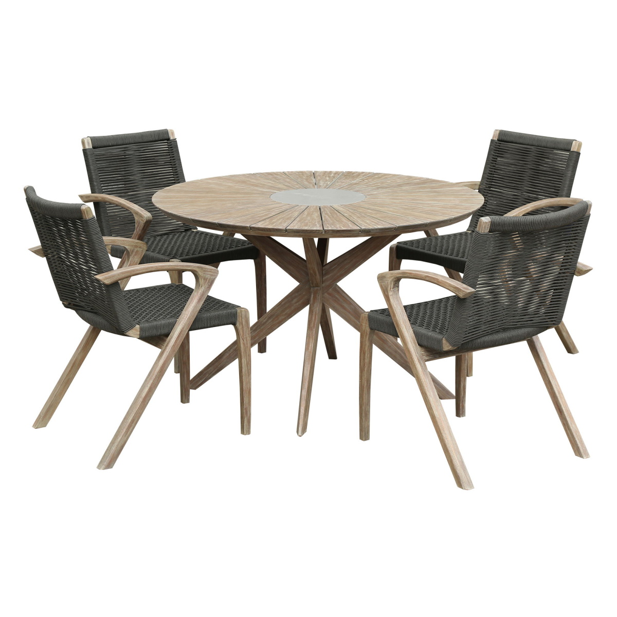 0cea2a7dc6f36b62eaeb17ceed1ccfd7 Oasis And Brielle - Outdoor 5 Piece Dining Set - Light Eucalyptus - Image 1
