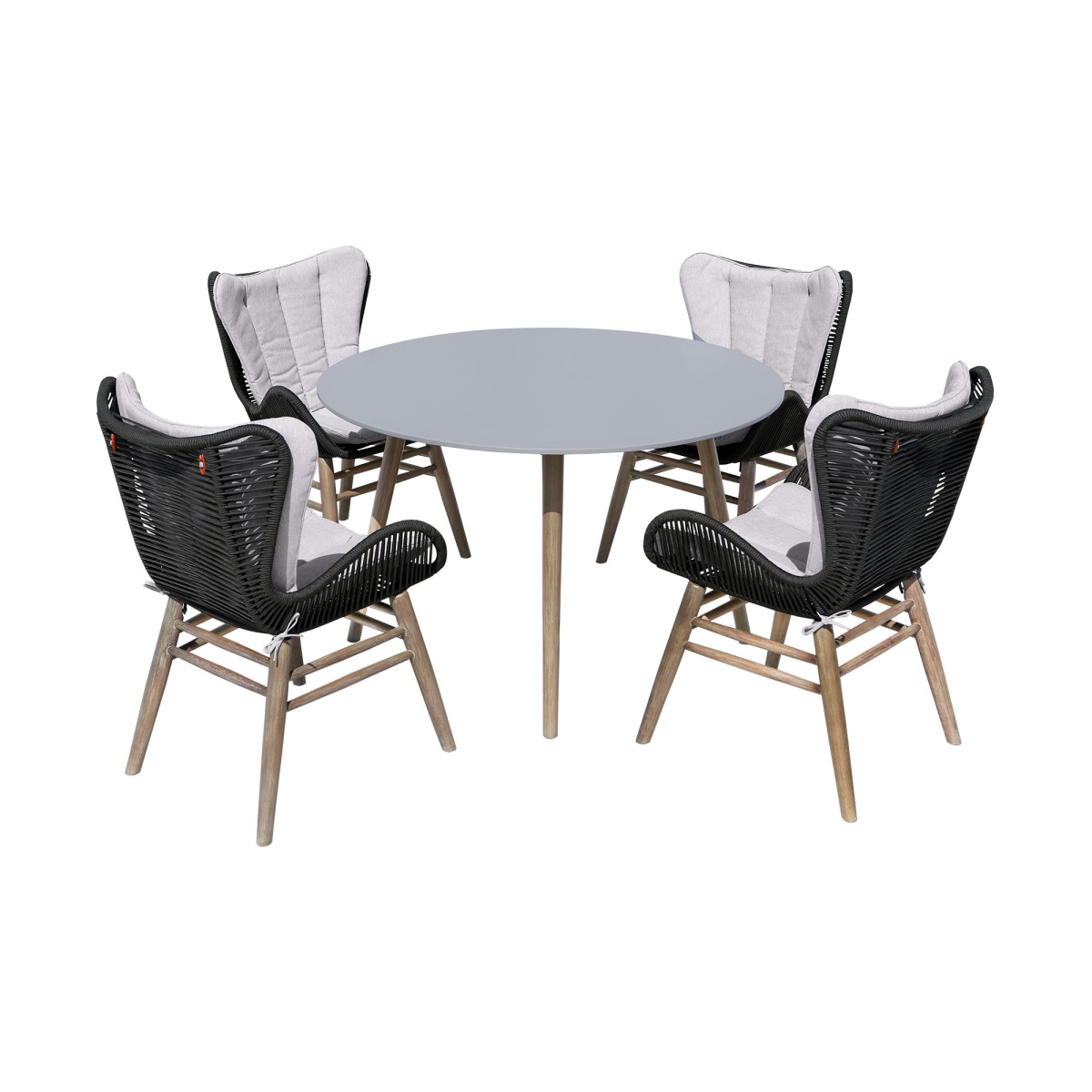 0d314d3d2d867b29dc2d5c1f2afc1363 Kylie And Mateo - 5 Piece Outdoor Patio Dining Set And Cushions - Light Eucalyptus / Charcoal - Image 1