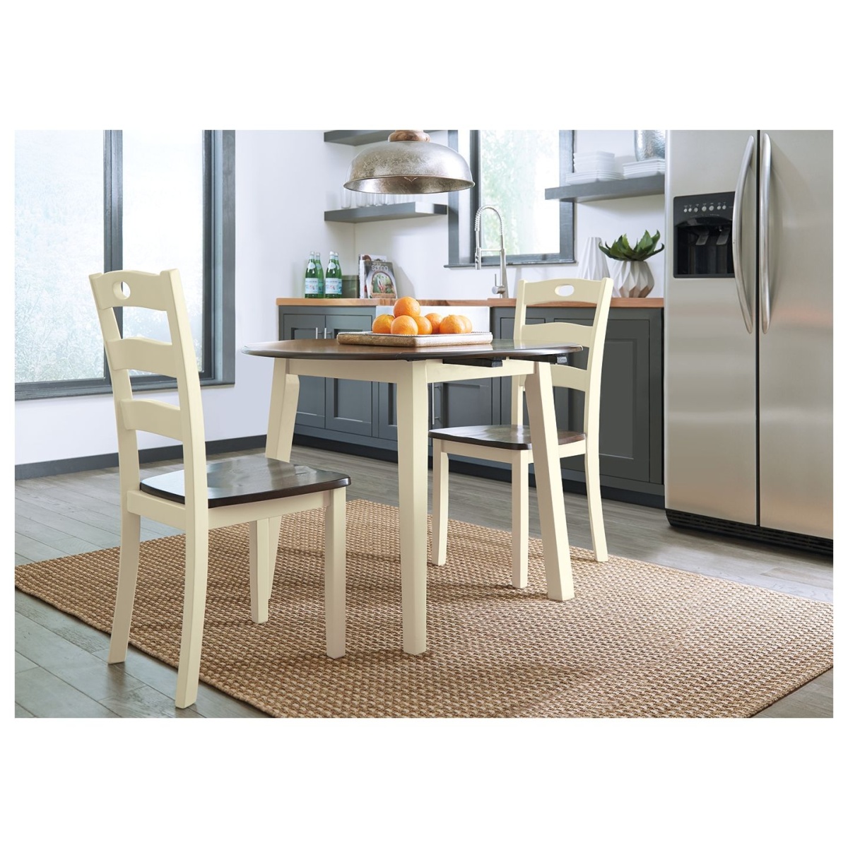 10a3533a7b23ce0cc0c43a69986082e3 Woodanville - Round DRM Drop Leaf Table - Cream / Brown - Image 1