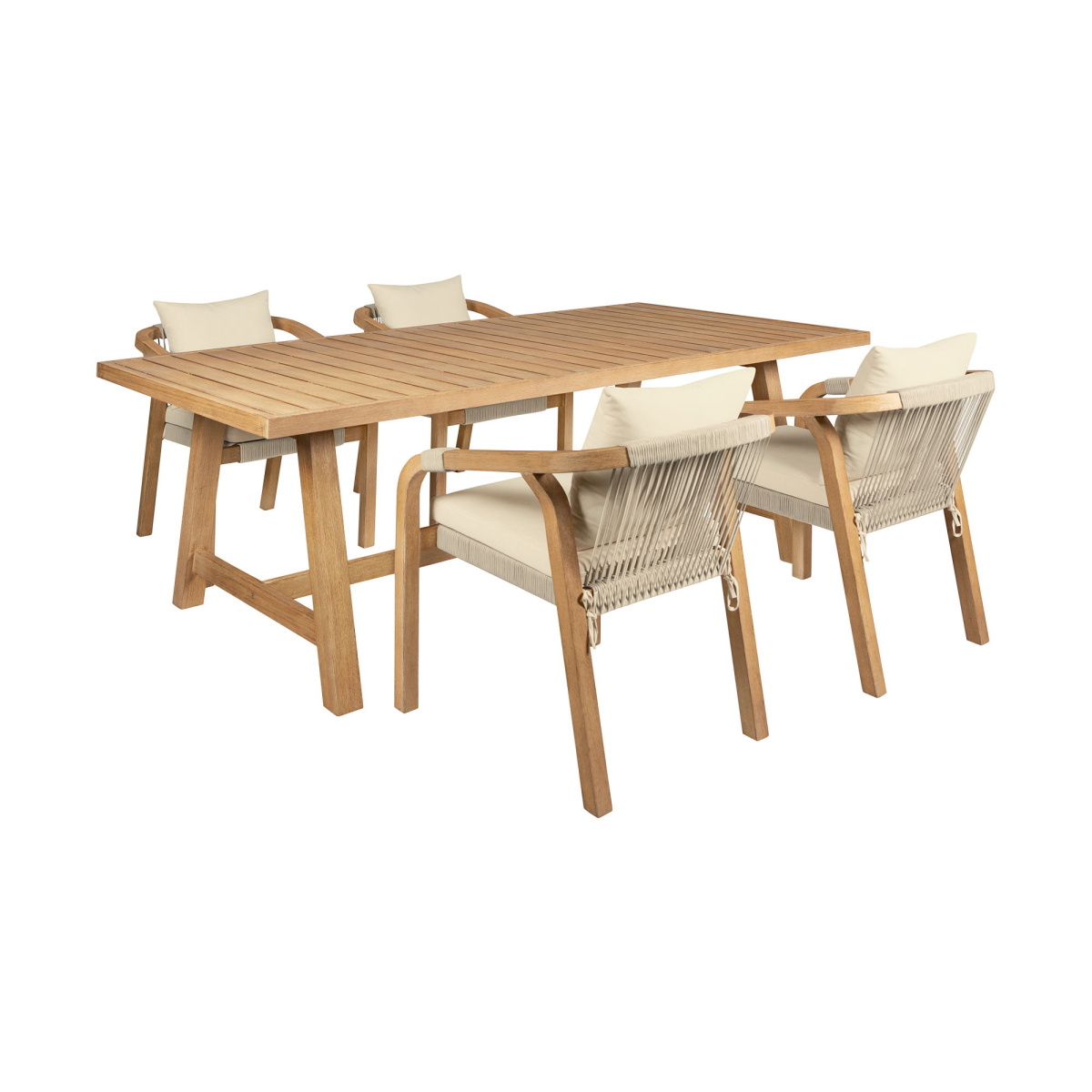14893e436202e60ce61664f25295f03b Cypress - Outdoor Patio 5 Piece Dining Set - Blonde Eucalyptus / Ivory - Image 1