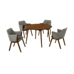 Arcadia And Renzo - Round 5 Piece Dining Set - Charcoal / Walnut