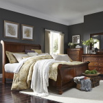 Rustic Traditions - 4 Piece Bedroom Set (Queen Sleigh Bed, Dresser & Mirror, Chest) - Dark Brown