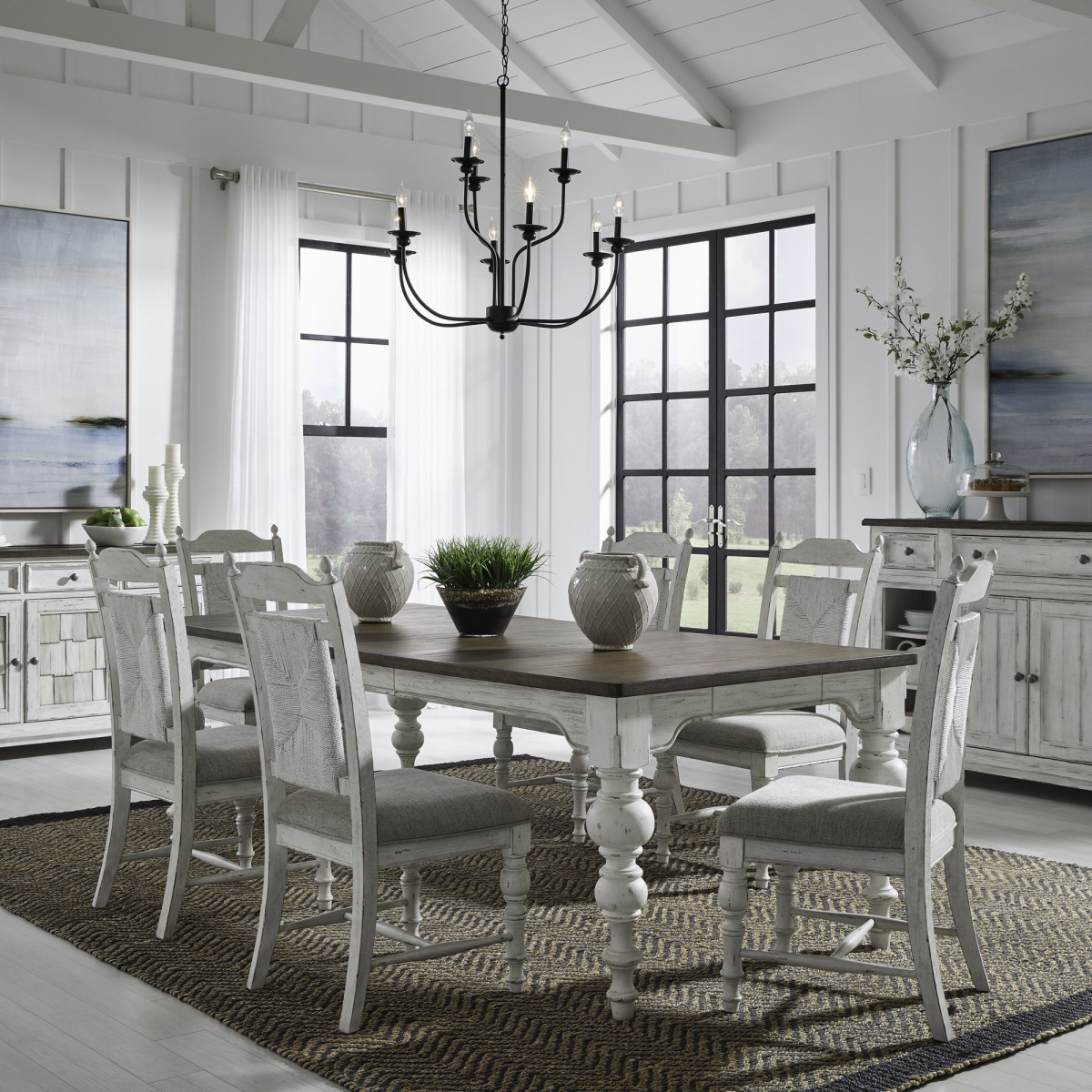 18a770849afbc56f09d149dde274045a River Place - 7 Piece Rectangular Table Set - White - Image 1