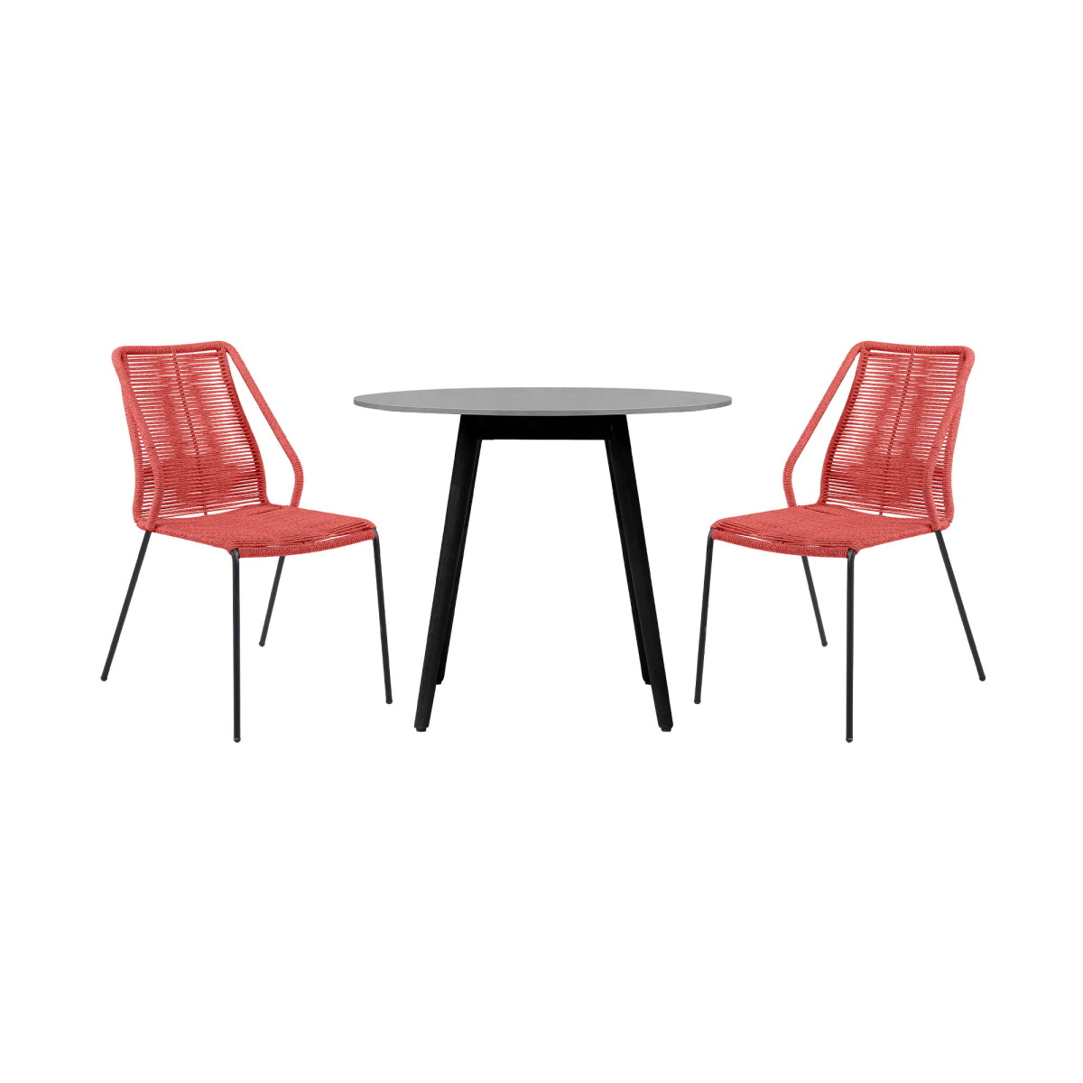 1a286473e2fdd6782f36e99120d1aaa7 Kylie And Clip - 3 Piece Outdoor Patio Dining Set - Black Eucalyptus / Brick Red - Image 1