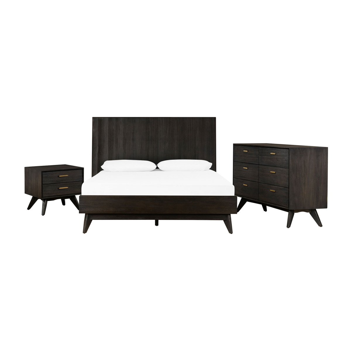 Baly – 4 Piece Acacia King Loft Bedroom Set With Dresser And Nightstands – Brushed Brown / Gray Bedroom Sets Direct Express 14