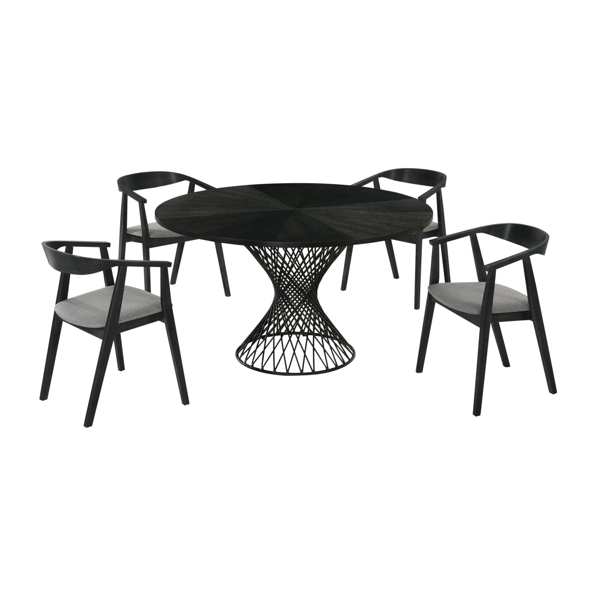 1f397c628b1560fb2f23a9ab87324879 Cirque Santana - 5 Piece Dining Table Set - Charcoal / Black - Image 1