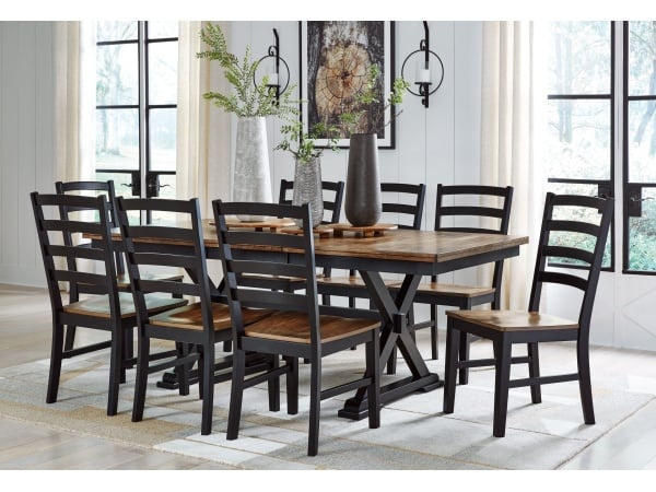 Wildenauer – Brown / Black – 9 Pc. – Extension Table, 8 Side Chairs Dining Sets