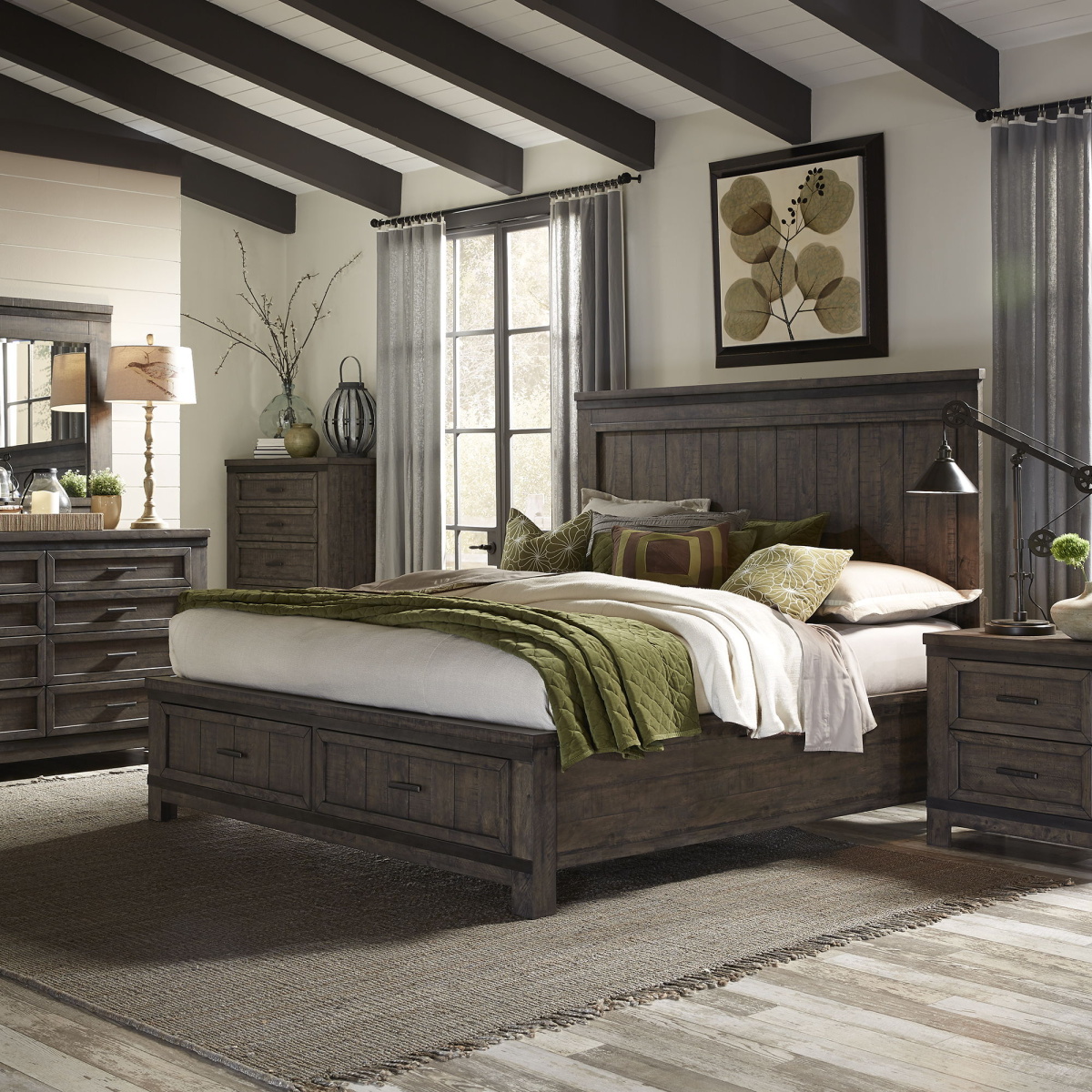 241ad62454472a67a9e4259b2ad9321e Thornwood Hills - 4 Piece Bedroom Set (Queen Two Sided Storage Bed, Dresser & Mirror, Nightstand) - Dark Brown - Image 1