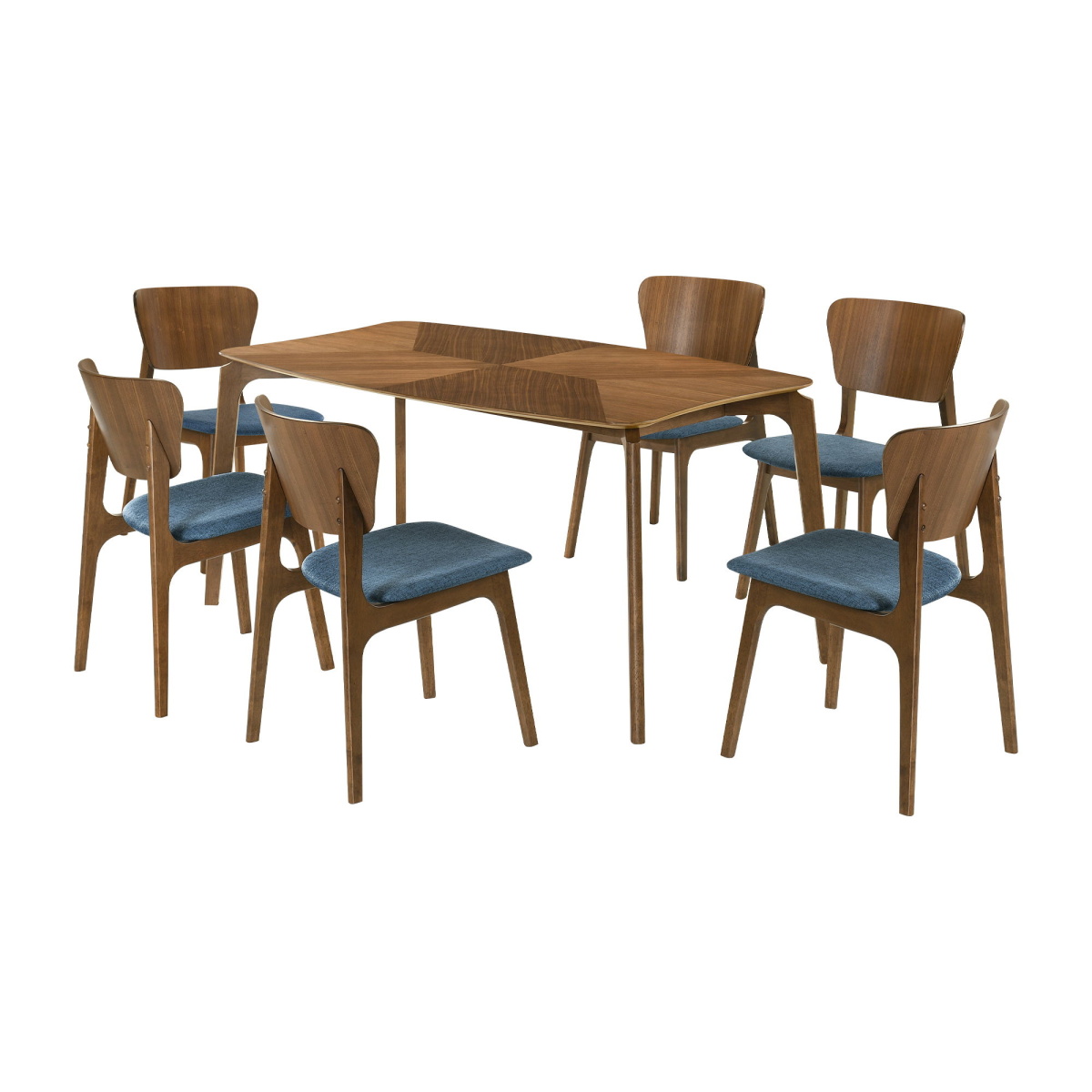 287e7e2285ad39ec64d1d40d1c7020ad Kalia - 7 Piece Dining Set - Walnut / Blue - Image 1