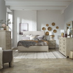 Belmar - 5 Piece Bedroom Set (King Upholstered Bed, Dresser & Mirror, Chest, Nightstand) - Washed Taupe