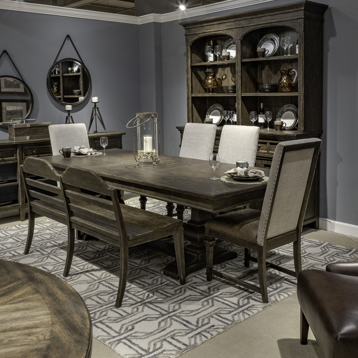 2e4e2760627a8f59f3d8bbb90b8d372b Paradise Valley - 6 Piece Trestle Table Set - Dark Brown - Image 1