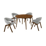 Arcadia - Round 5 Piece Dining Set - Gray / Walnut