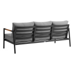 Crown - 4 Piece Outdoor Seating Set With Cushion - Black / Teak - Image 3