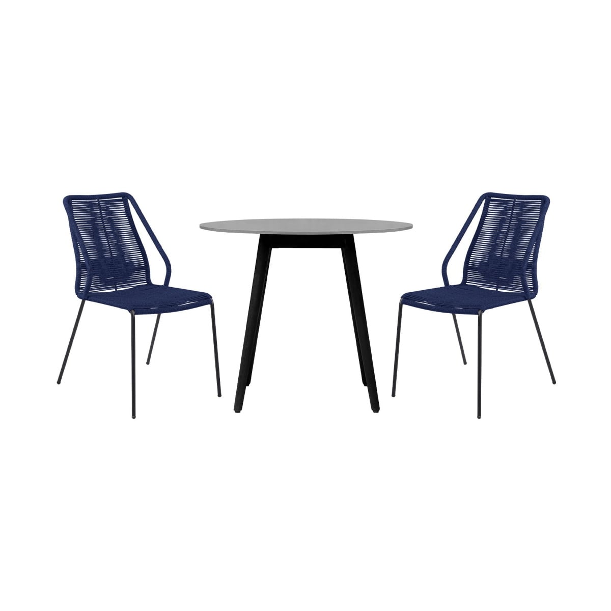 36ab2d7e118e021a6b6ebf38596663df Kylie And Clip - 3 Piece Outdoor Patio Dining Set - Black Eucalyptus / Blue - Image 1