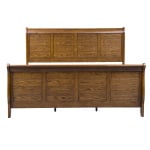Grandpas Cabin - 5 Piece Bedroom Set (California King Sleigh Bed, Dresser & Mirror, Chest, Nightstand) - Light Brown - Image 3