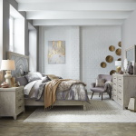 Belmar - 4 Piece Bedroom Set (Queen Panel Bed, Dresser & Mirror, Nightstand) - Washed Taupe