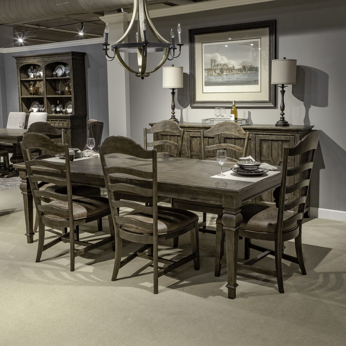 3a0ef7838ab0148a6a62ccc1b59cedc2 Paradise Valley - 7 Piece Rectangular Table Set - Dark Brown - Image 1