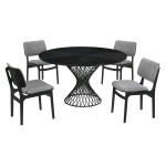Cirque And Lima - 5 Piece Round Dining Set - Black