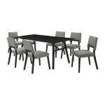 Channell - 7 Piece Black Wood Dining Table Set - Charcoal