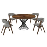 Cirque And Rowan - 5 Piece Round Dining Set - Walnut