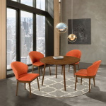 Arcadia - 5 Piece Dining Set - Orange / Walnut - Image 10