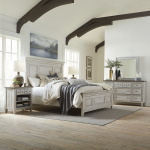 Heartland - 4 Piece Bedroom Set (King Panel Bed, Dresser & Mirror, Nightstand) - White