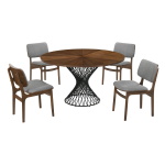 Cirque And Lima - 5 Piece Round Dining Set - Walnut