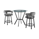 Naomi And Lorin - 3 Piece Counter Height Dining Set - Black / Gray