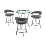 Naomi And Chelsea - 4 Piece Counter Height Dining Set - Brushed Silver / Gray