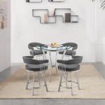 Naomi And Chelsea - 5 Piece Counter Height Dining Set - Brushed Silver / Gray - Image 9
