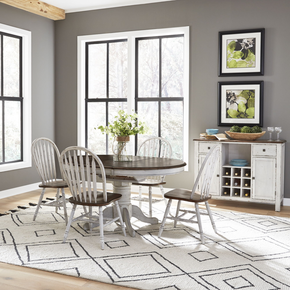 49c38e2dea10a4500ce79195de283501 Carolina Crossing - 5 Piece Pedestal Table Set - White - Image 1