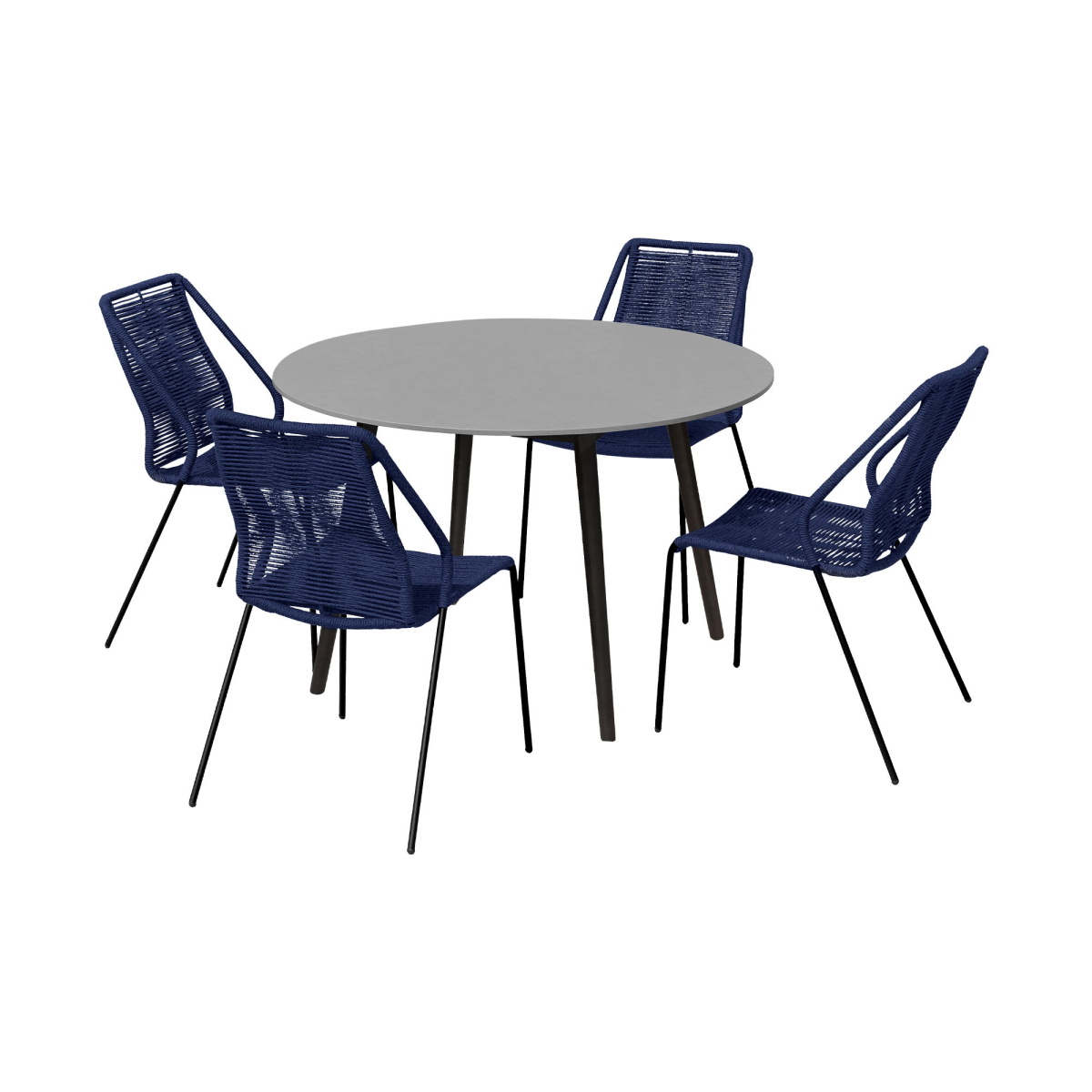 4a9b0f25bfed8a800e21574181efebf3 Kylie And Clip - Outdoor Patio 5 Piece Dining Set - Blue / Black Eucalyptus - Image 1