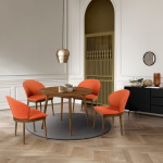 Arcadia - Round 5 Piece Dining Set - Orange / Brown - Image 10