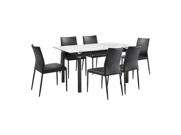 Giana Kash – 7 Piece Extendable Dining Set – Black Chairs Dining Sets Direct Express