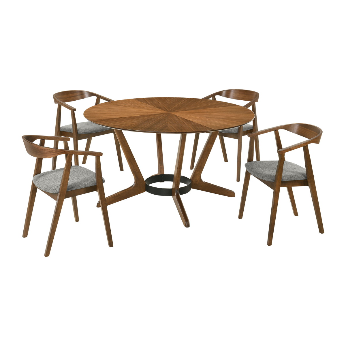 4f7b1c4617580b7016417fee053e44a6 Santana - 5 Piece Round Dining Table Set - Charcoal / Walnut - Image 1
