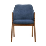 Arcadia - Round 5 Piece Dining Set Chair - Blue / Walnut - Image 3