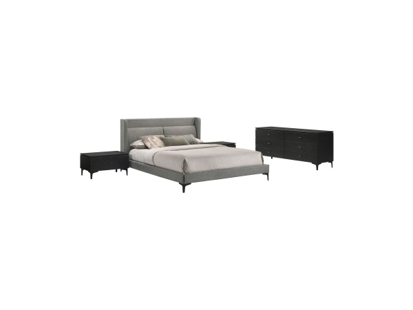 Baly – 4 Piece Acacia King Loft Bedroom Set With Dresser And Nightstands – Brushed Brown / Gray Bedroom Sets Direct Express 30