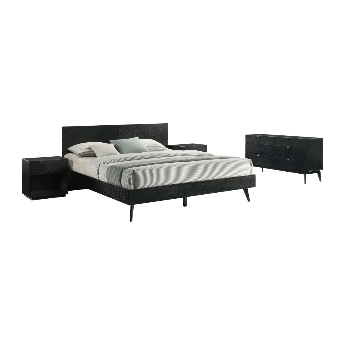 54cf29fa5c116ca04289e6a1c1a4d89e Petra - King 4 Piece Wood Bedroom Set - Black - Image 1