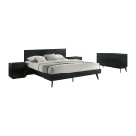 Petra - King 4 Piece Wood Bedroom Set - Black