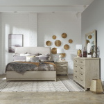 Belmar - 4 Piece Bedroom Set (King Upholstered Bed, Dresser & Mirror, Nightstand) - Washed Taupe